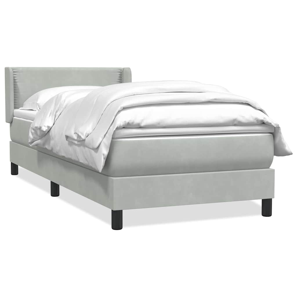 Box Spring krevet s madracem svijetlo sivi 80x220 cm samt