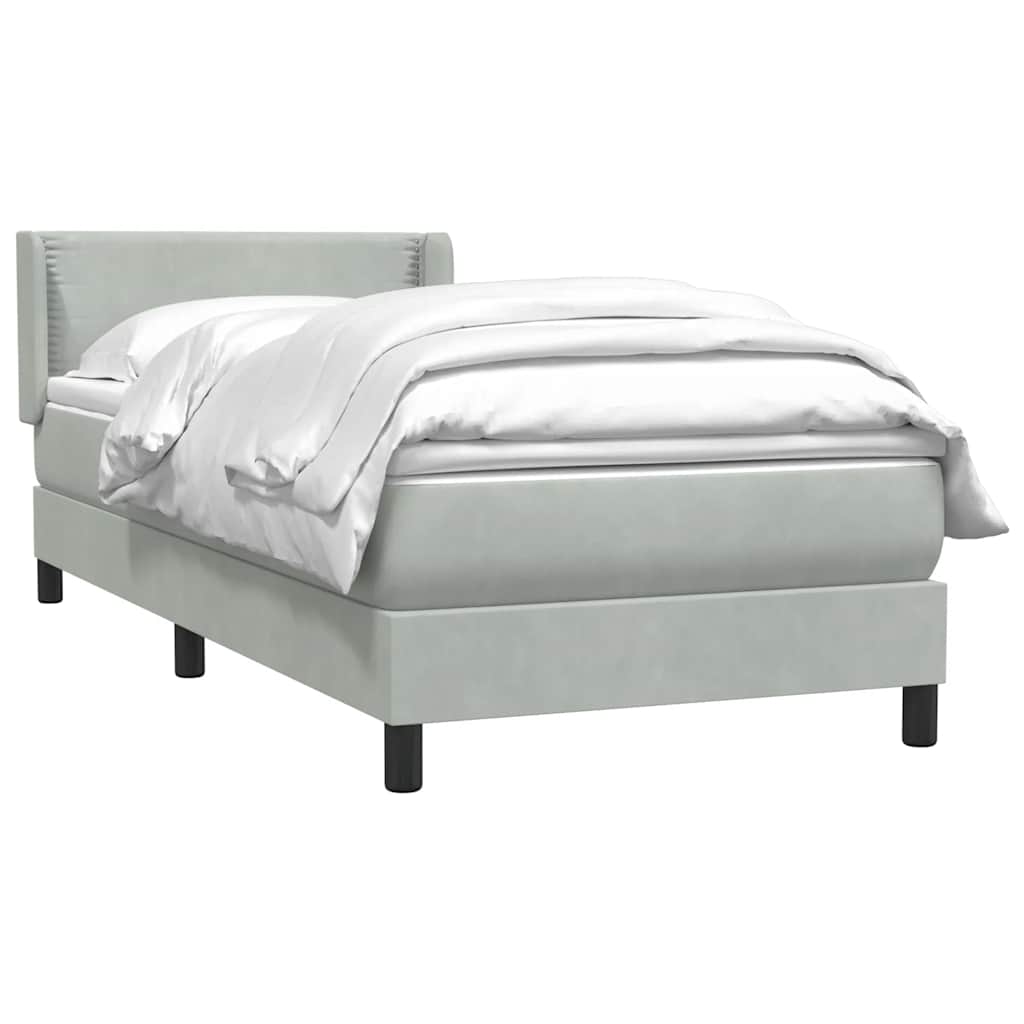 Box Spring krevet s madracem svijetlo sivi 80x220 cm samt
