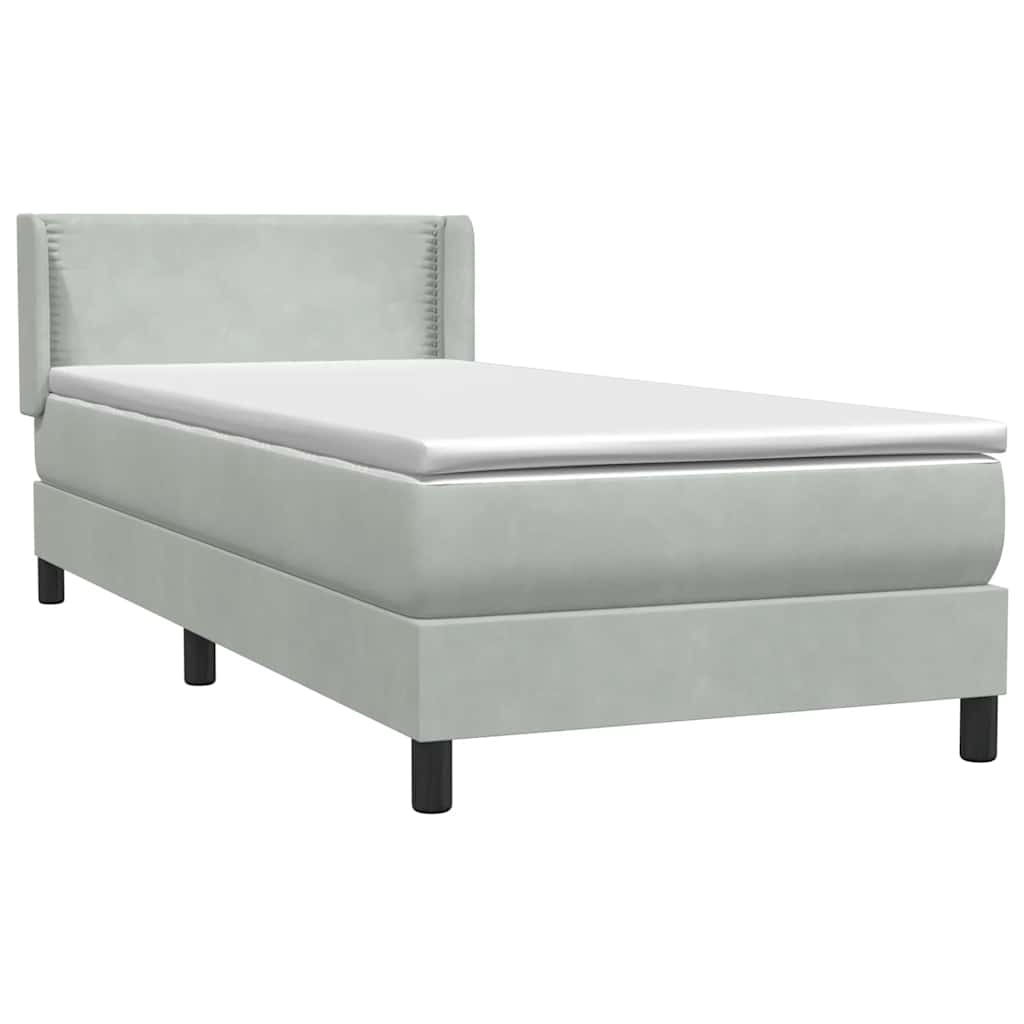 Box Spring krevet s madracem svijetlo sivi 80x220 cm samt