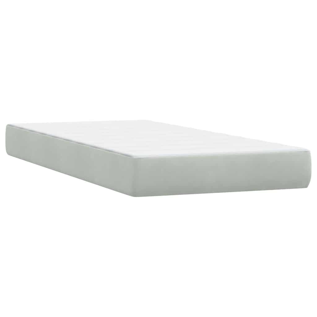 Box Spring krevet s madracem svijetlo sivi 80x220 cm samt