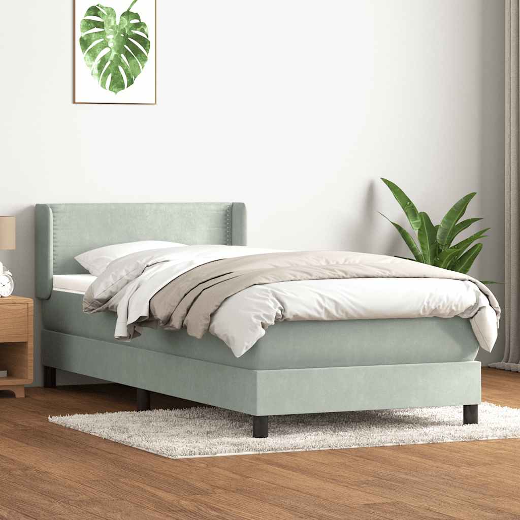 Box Spring krevet s madracem svijetlo sivi 80x220 cm samt