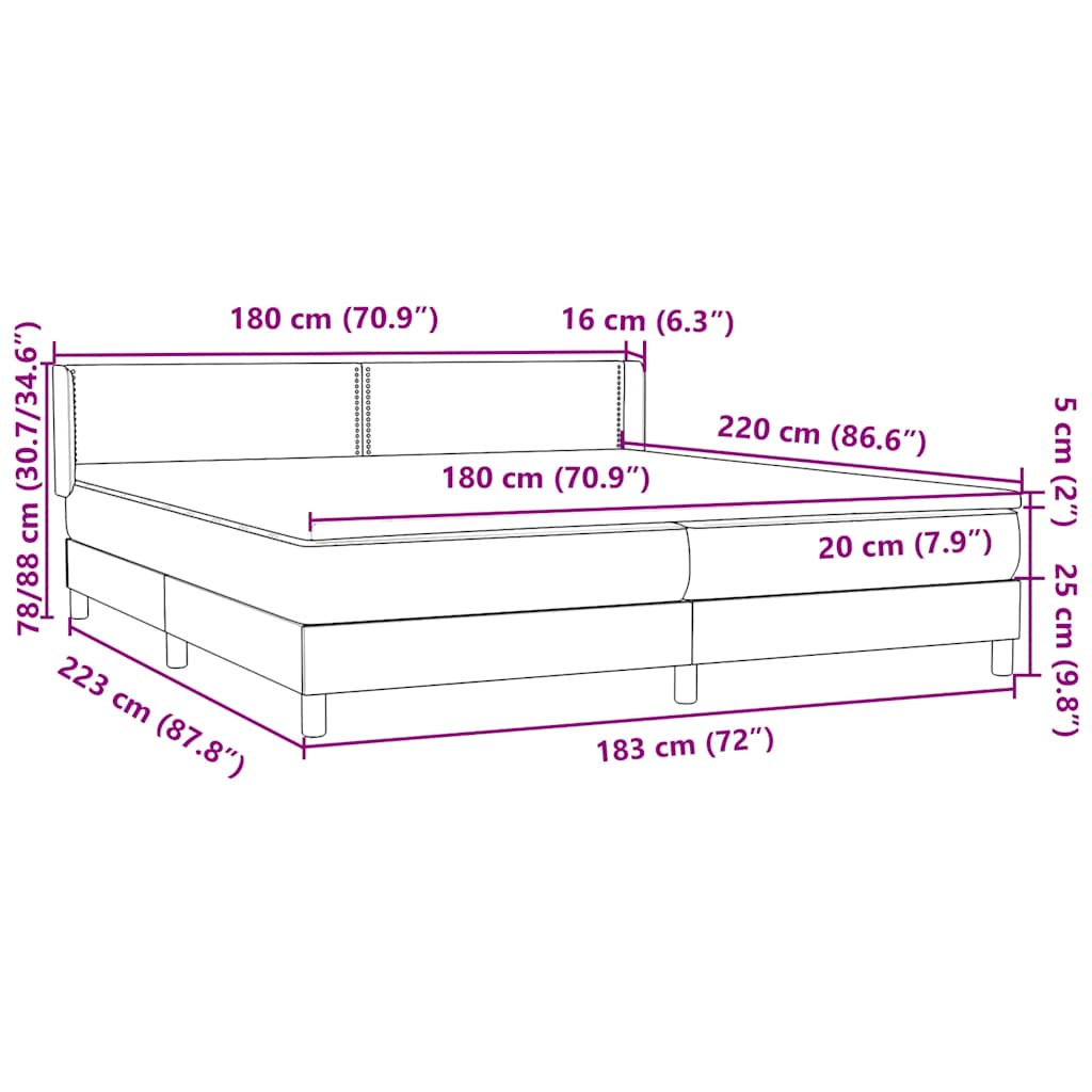 Krevet s oprugama i madracem tamnozeleni 180x220 cm baršunasti