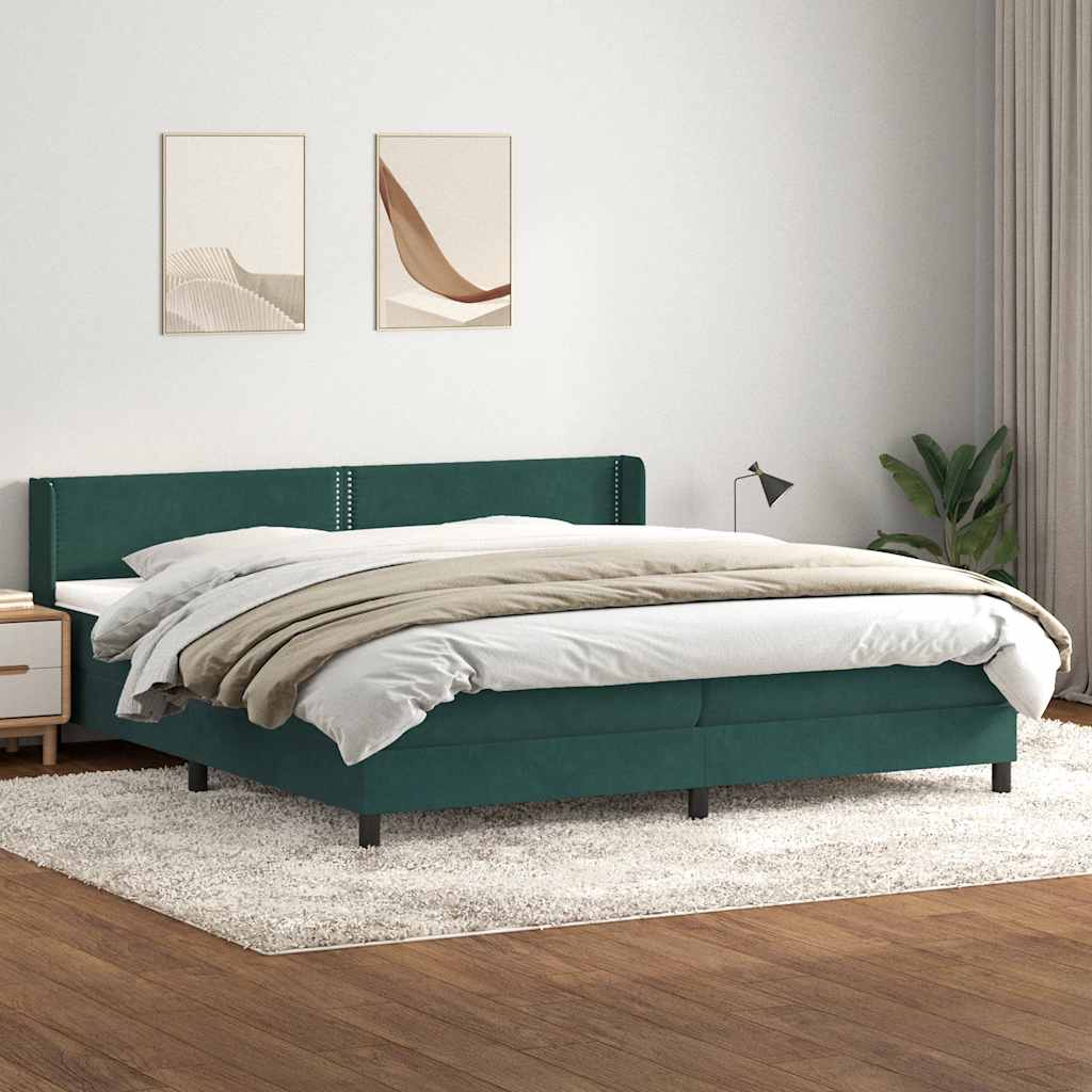 Krevet s oprugama i madracem tamnozeleni 180x220 cm baršunasti