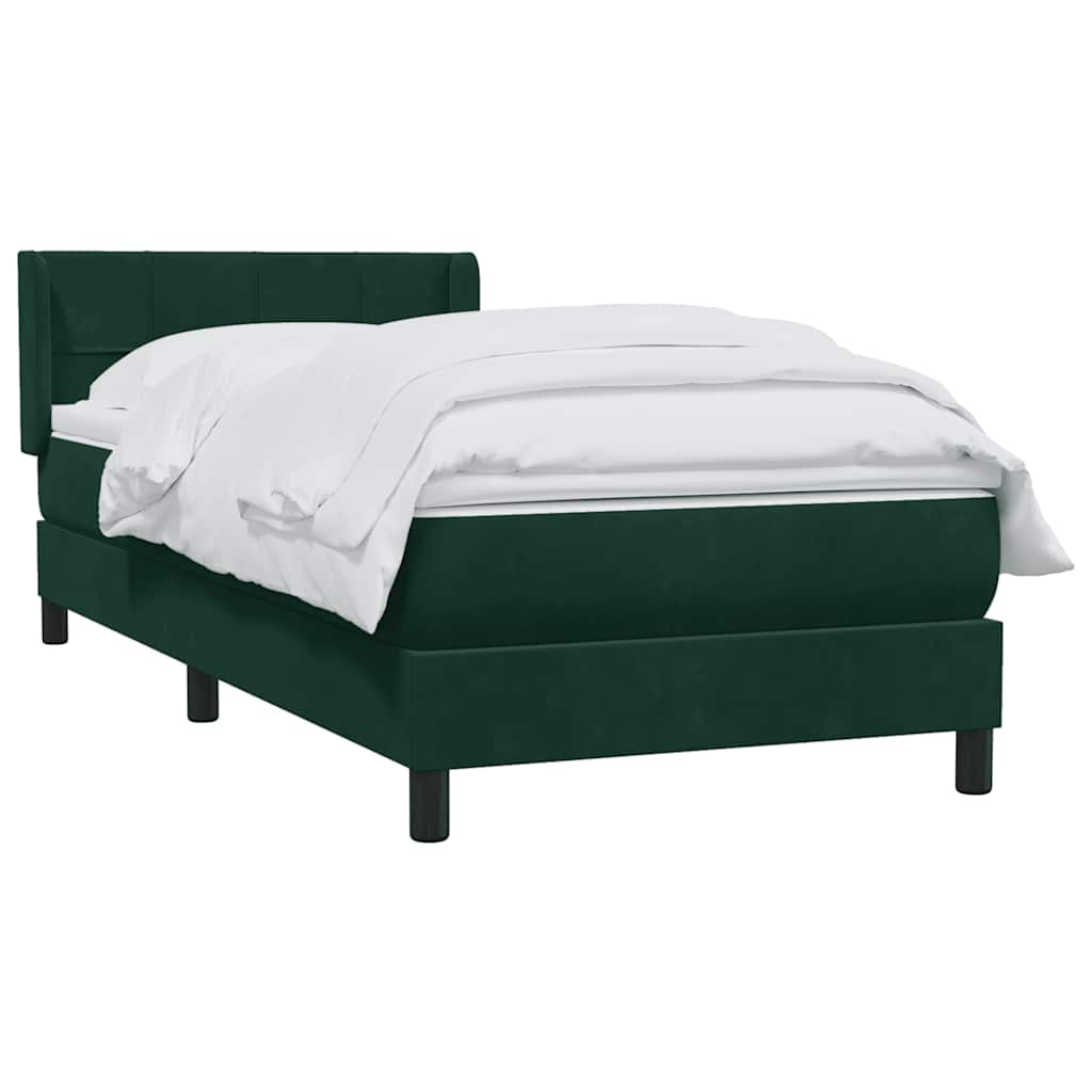 Box Spring krevet s madracem tamnozeleni 80x220 cm baršun