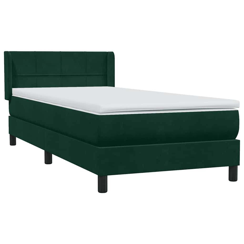 Box Spring krevet s madracem tamnozeleni 80x220 cm baršun