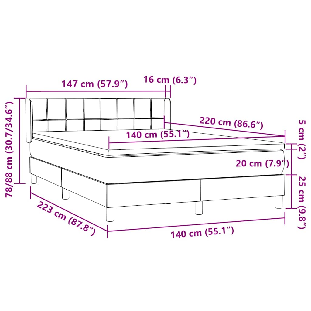 Box Spring krevet s madracem ružičasti 140x220 cm baršun