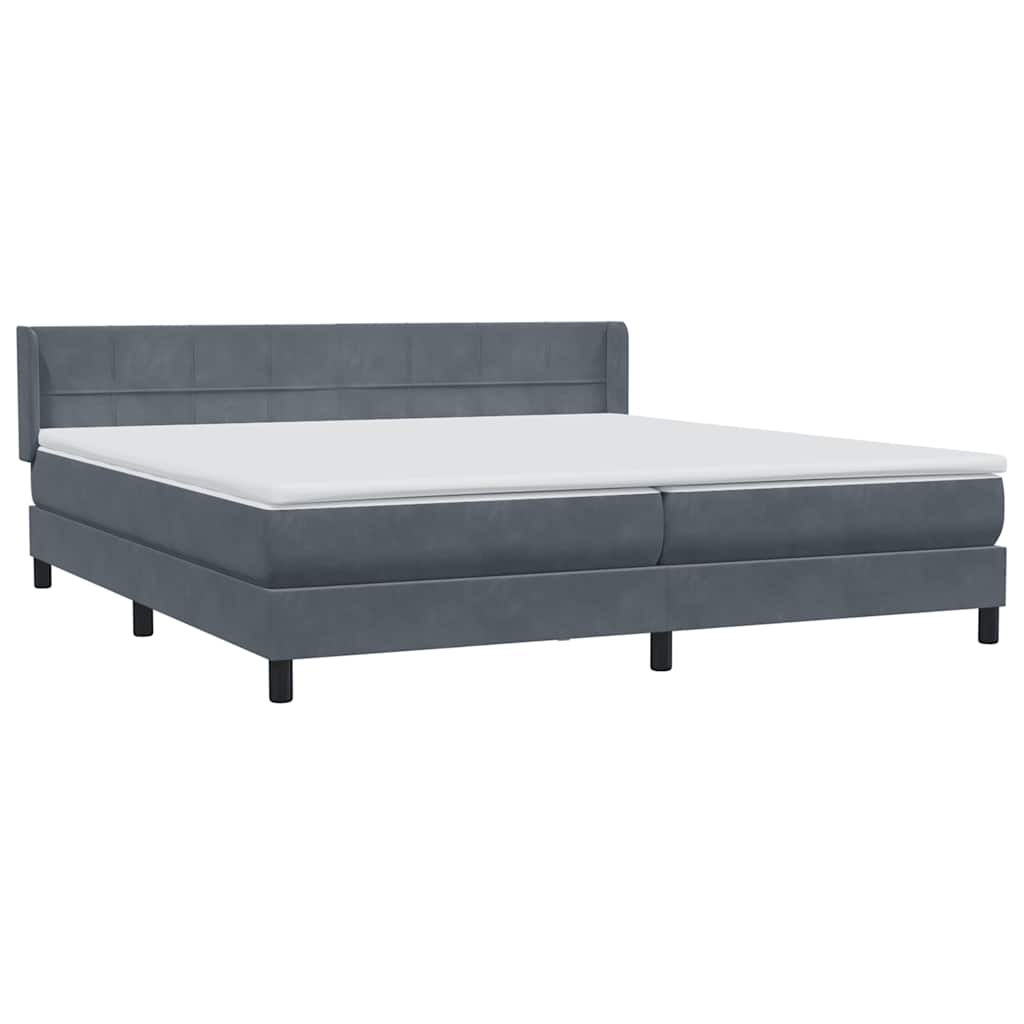 Box spring krevet s madracem tamnosivi 180x220 cm baršunasti