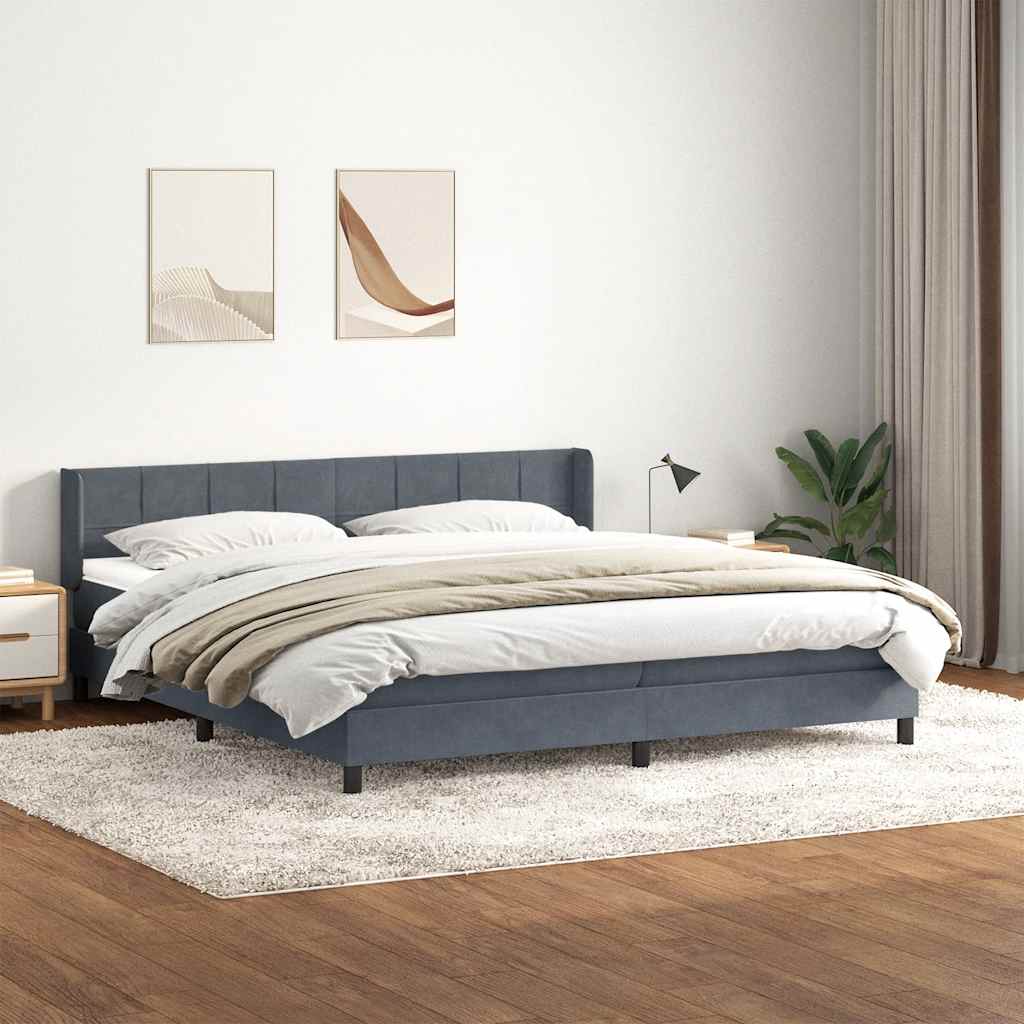 Box spring krevet s madracem tamnosivi 180x220 cm baršunasti
