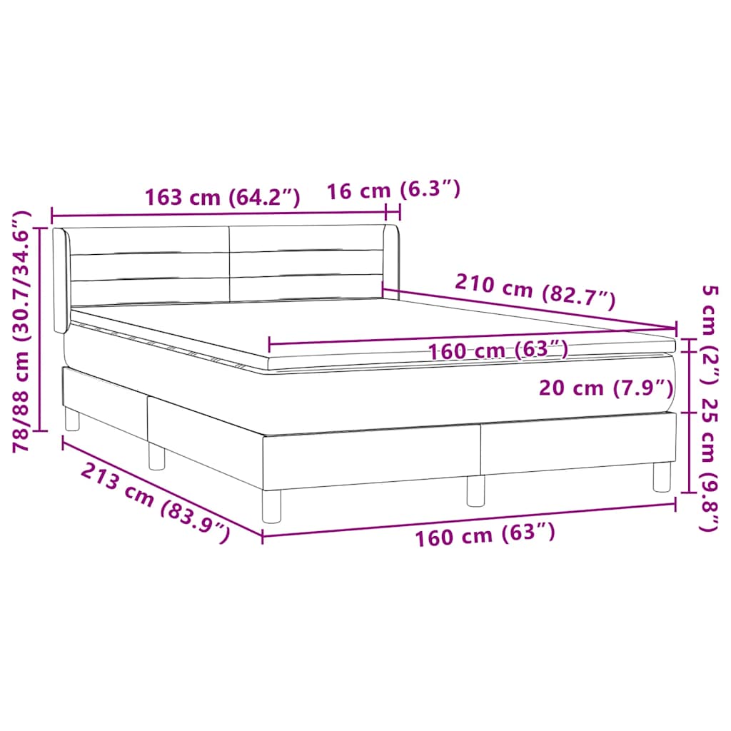 Krevet s oprugama i madracem svjetlosivi 160x210 cm baršunasti