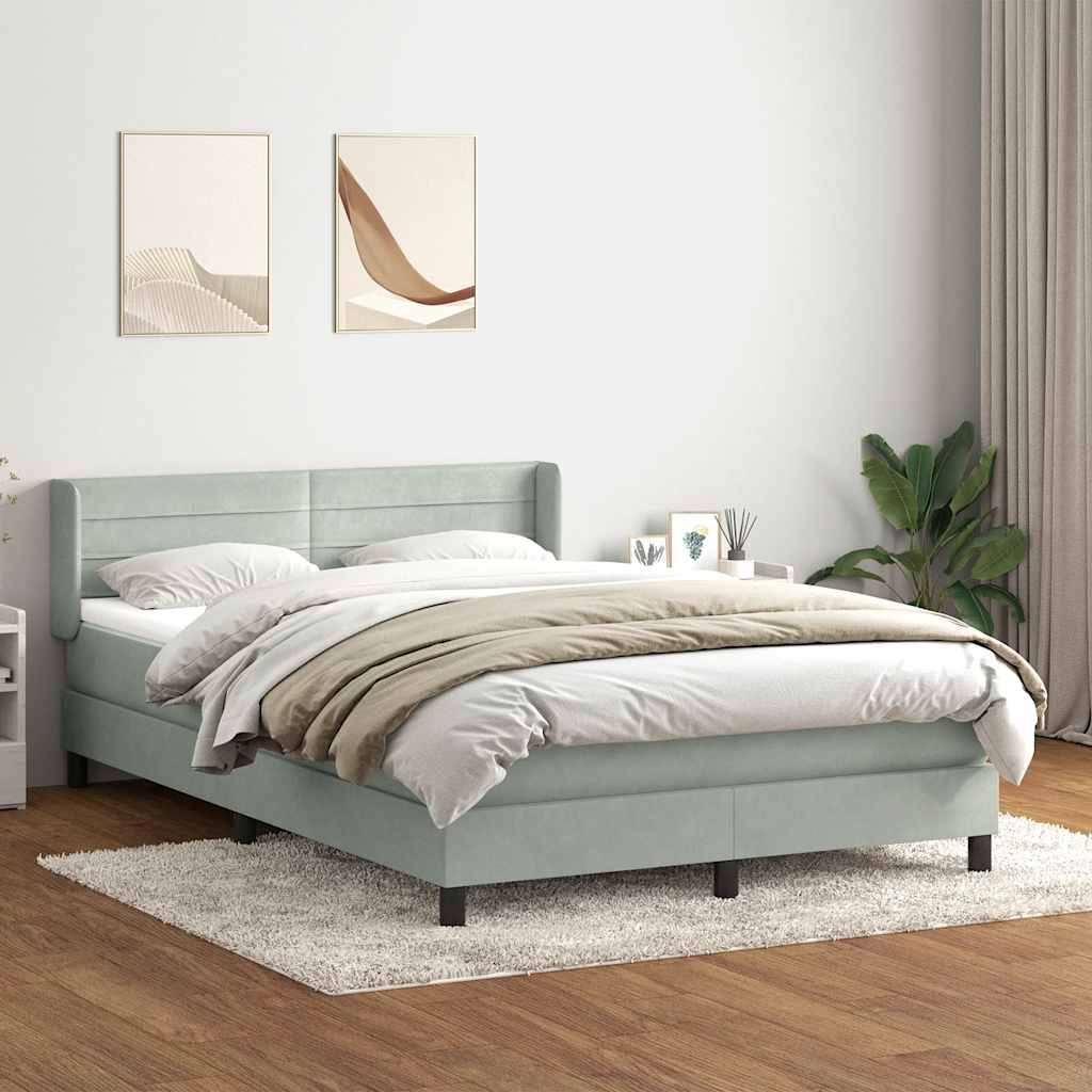 Krevet s oprugama i madracem svjetlosivi 160x210 cm baršunasti