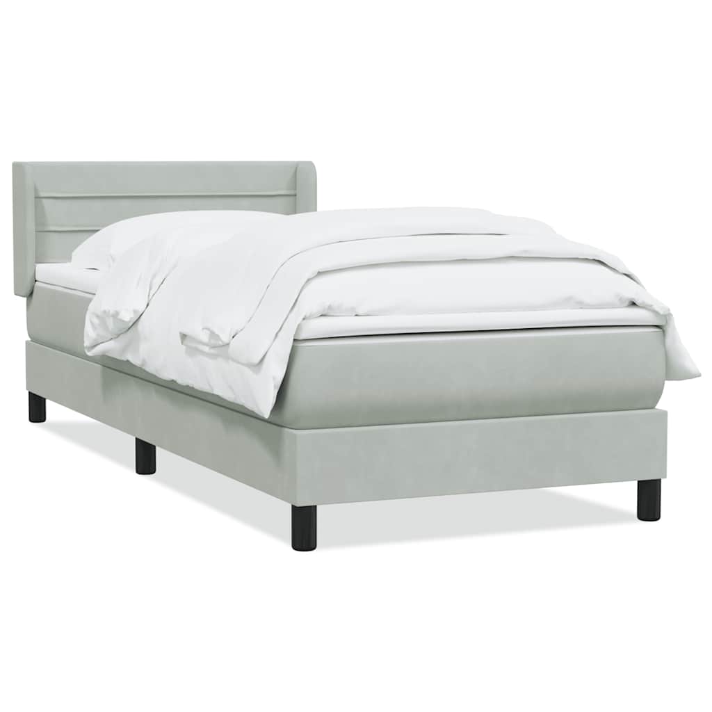Box Spring krevet s madracem svijetlo sivi 80x220 cm samt