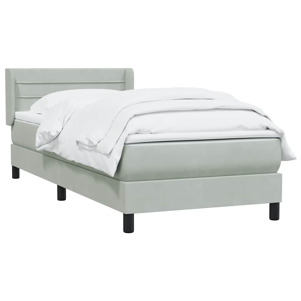 Box Spring krevet s madracem svijetlo sivi 80x220 cm samt