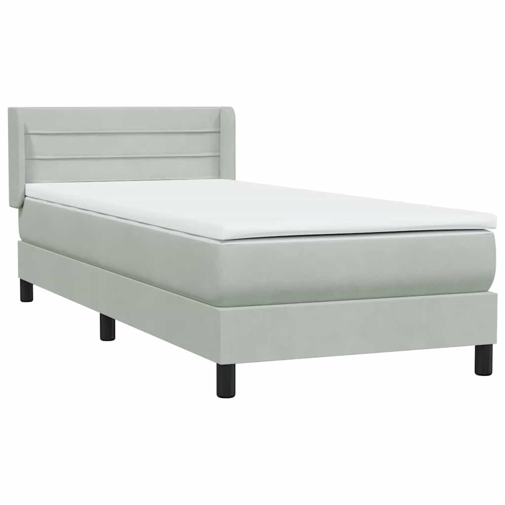Box Spring krevet s madracem svijetlo sivi 80x220 cm samt
