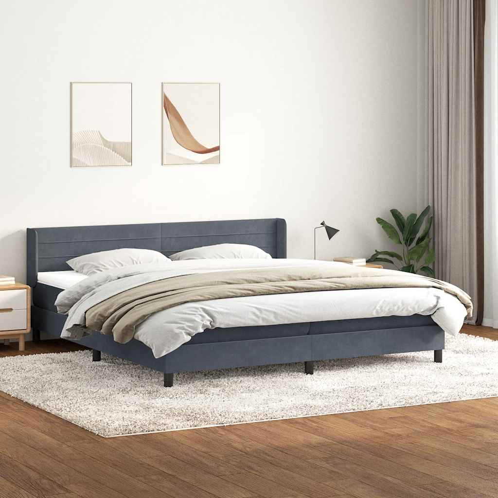 Box spring krevet s madracem tamnosivi 180x220 cm baršunasti