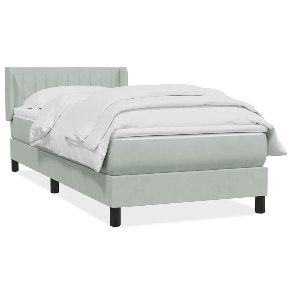 Box Spring krevet s madracem svijetlo sivi 90x210 cm baršun