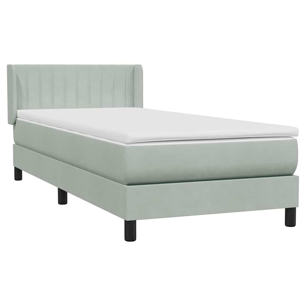 Box Spring krevet s madracem svijetlo sivi 90x210 cm baršun
