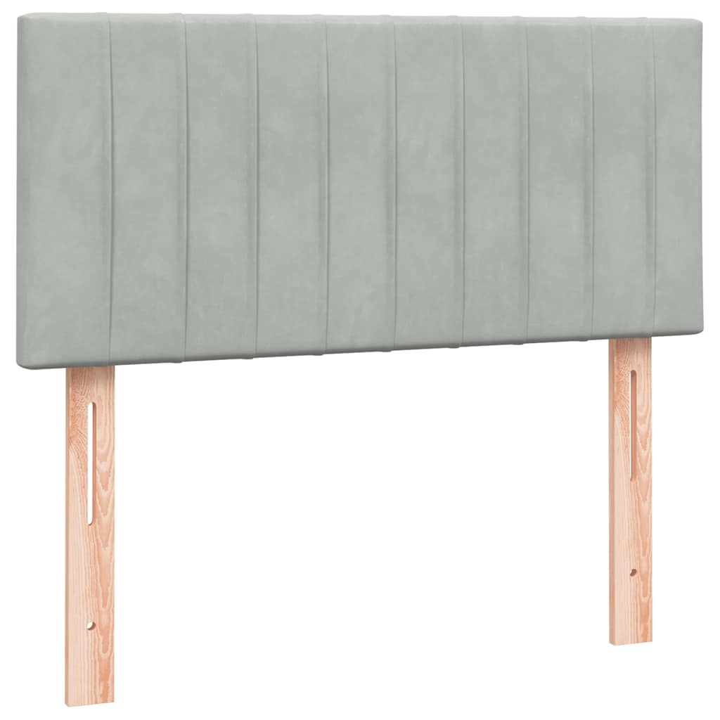 Box Spring krevet s madracem svijetlo sivi 90x220 cm baršun