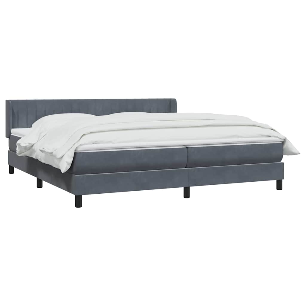 Box spring krevet s madracem tamnosivi 180x220 cm baršunasti