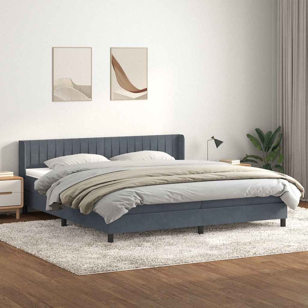 Box spring krevet s madracem tamnosivi 180x220 cm baršunasti