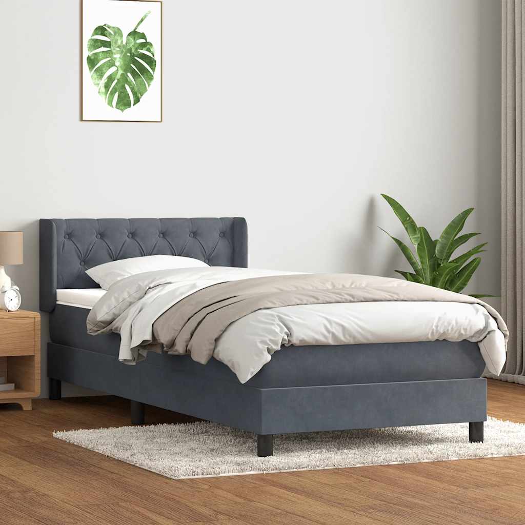 Box Spring krevet s madracem tamno sivi 80x210 cm baršun