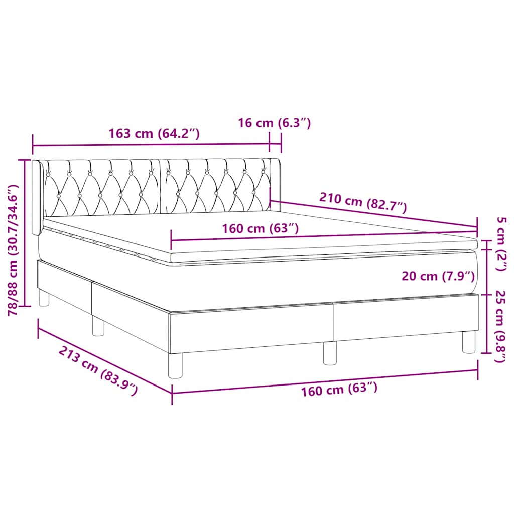Box spring krevet s madracem crni 160x210 cm baršunasti
