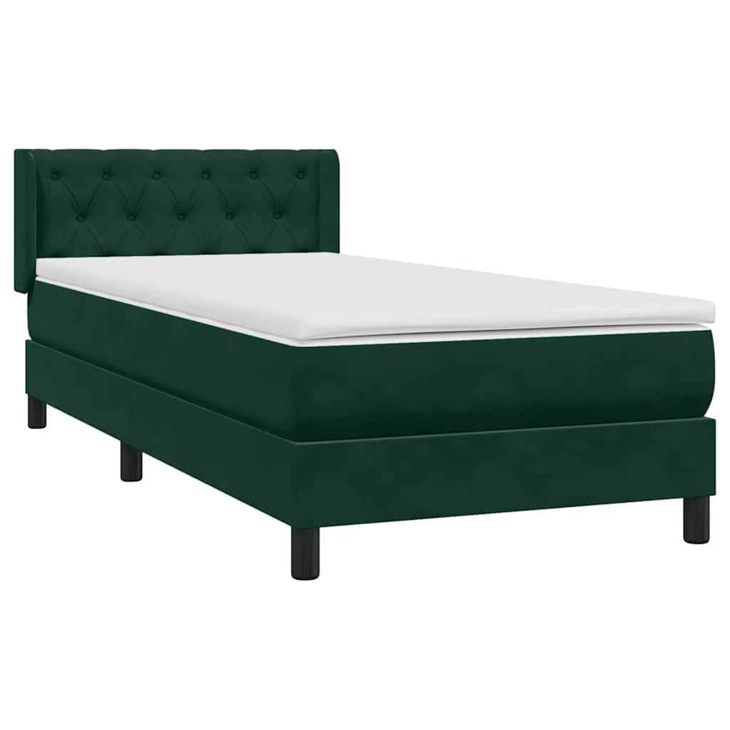 Box Spring krevet s madracem tamnozeleni 80x220 cm baršun