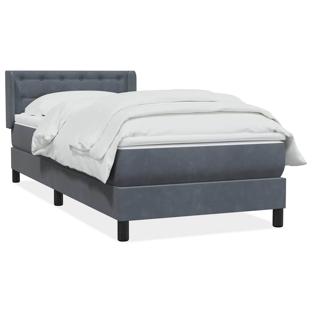 Box Spring krevet s madracem tamno sivi 80x210 cm baršun