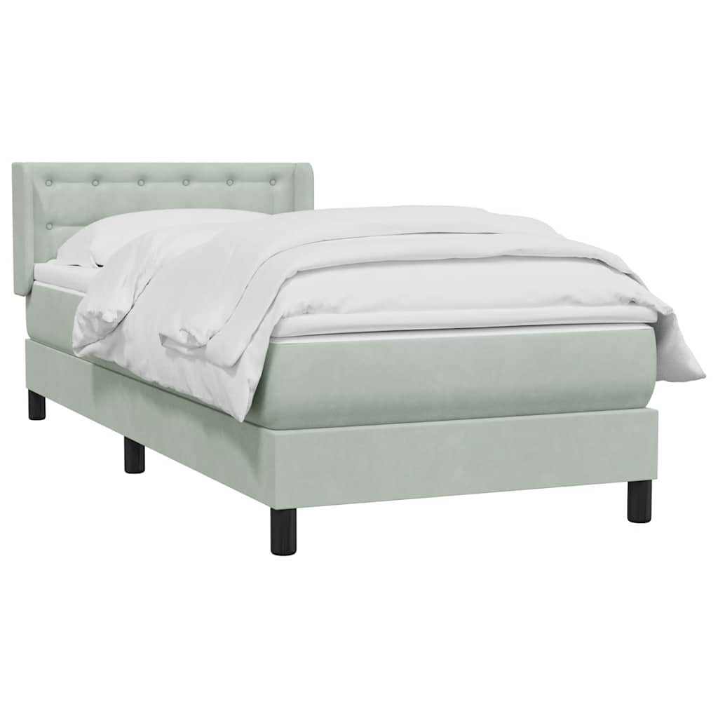 Box Spring krevet s madracem svijetlo sivi 90x210 cm baršun