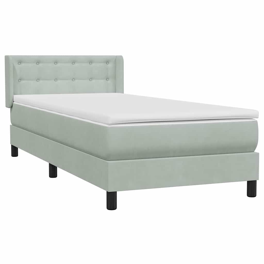 Box Spring krevet s madracem svijetlo sivi 90x210 cm baršun