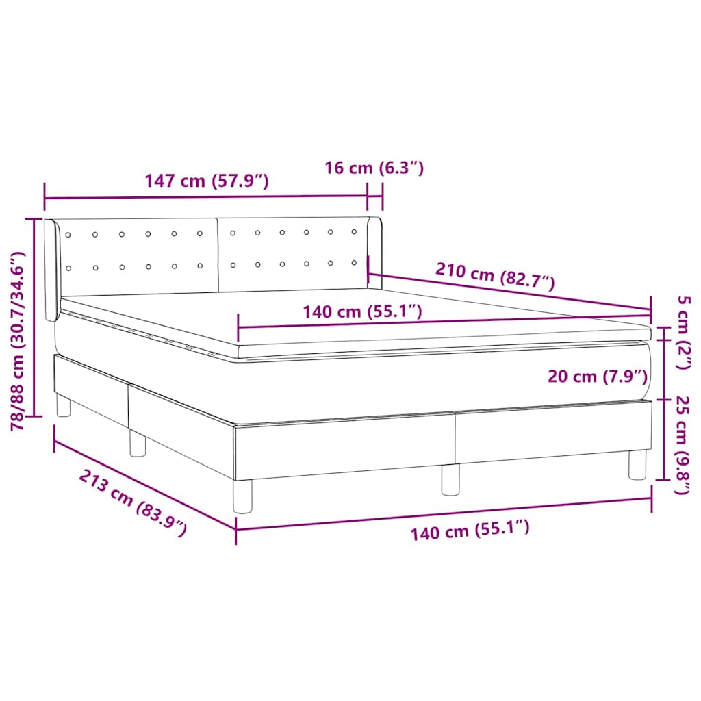 Krevet s oprugama i madracem ružičasti 140x210 cm baršunasti