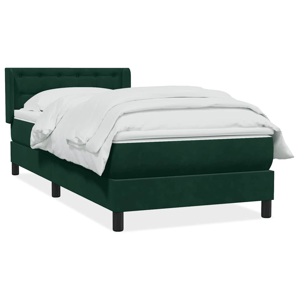 Box Spring krevet s madracem tamnozeleni 80x220 cm baršun