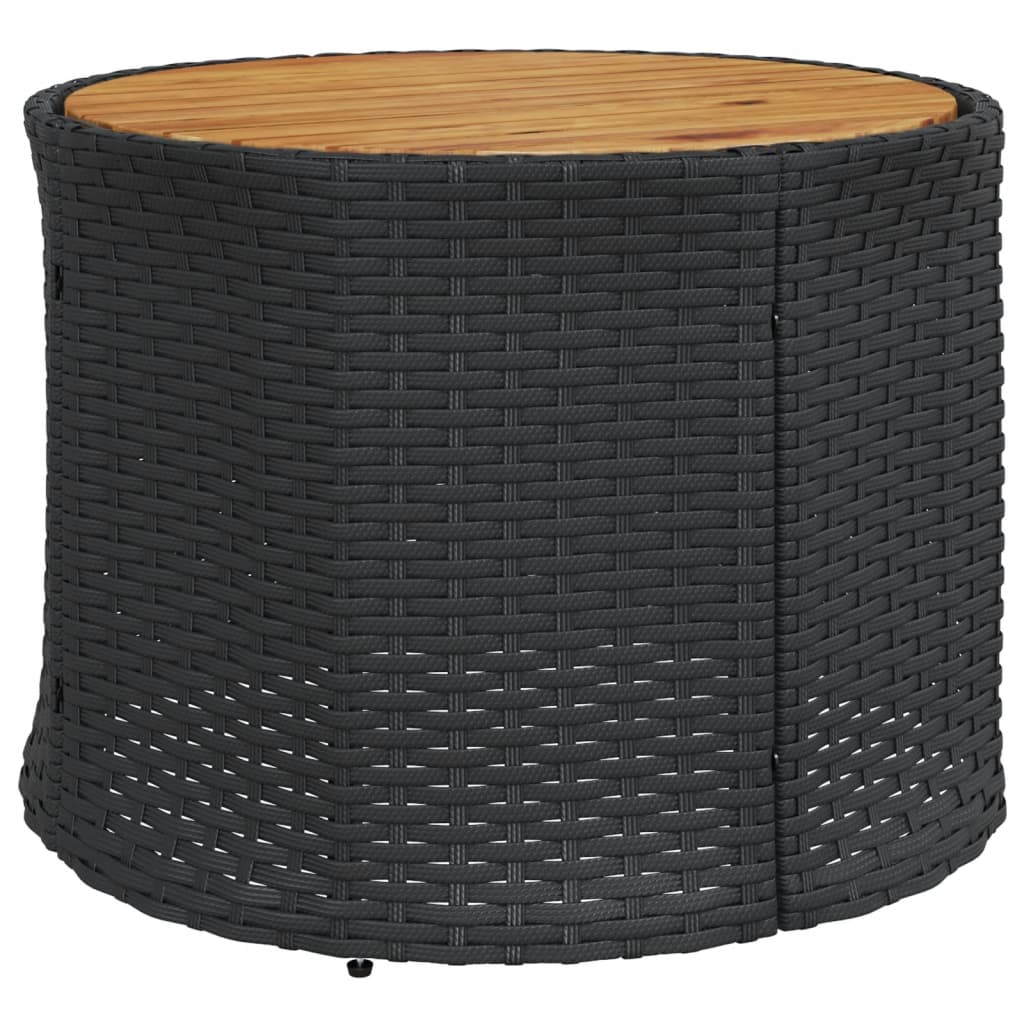 Vrtna sofa sa stolom i jastucima okrugla crna od poliratana