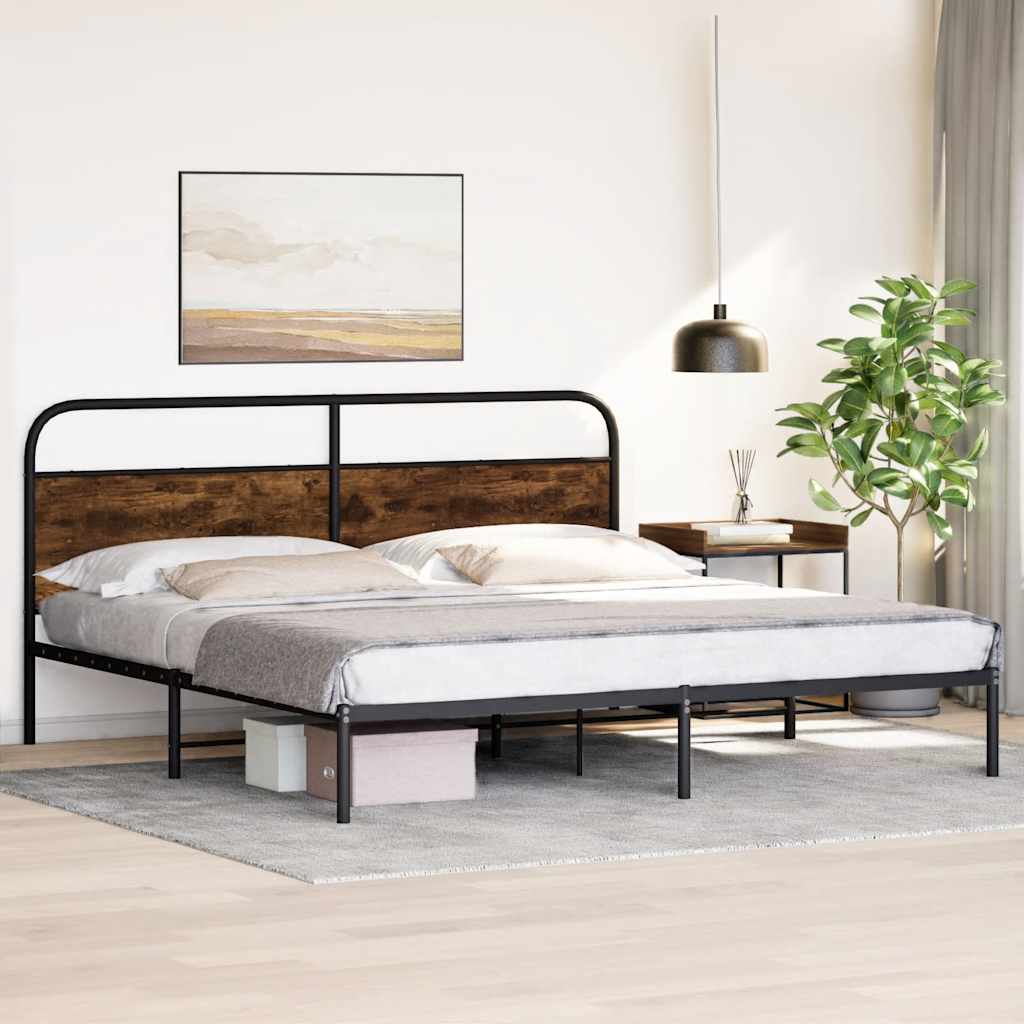 Metalni okvir kreveta bez madraca boja hrasta 183x213 cm