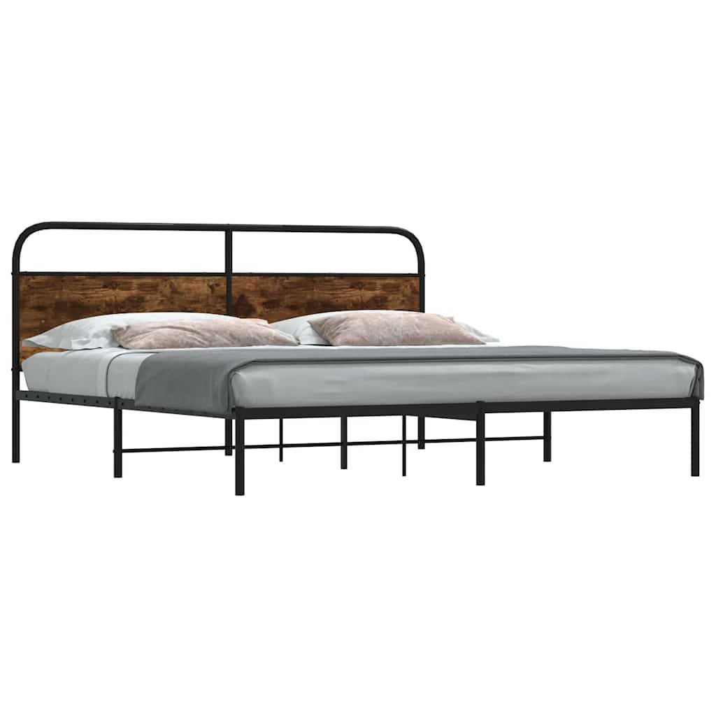 Metalni okvir kreveta bez madraca boja hrasta 183x213 cm