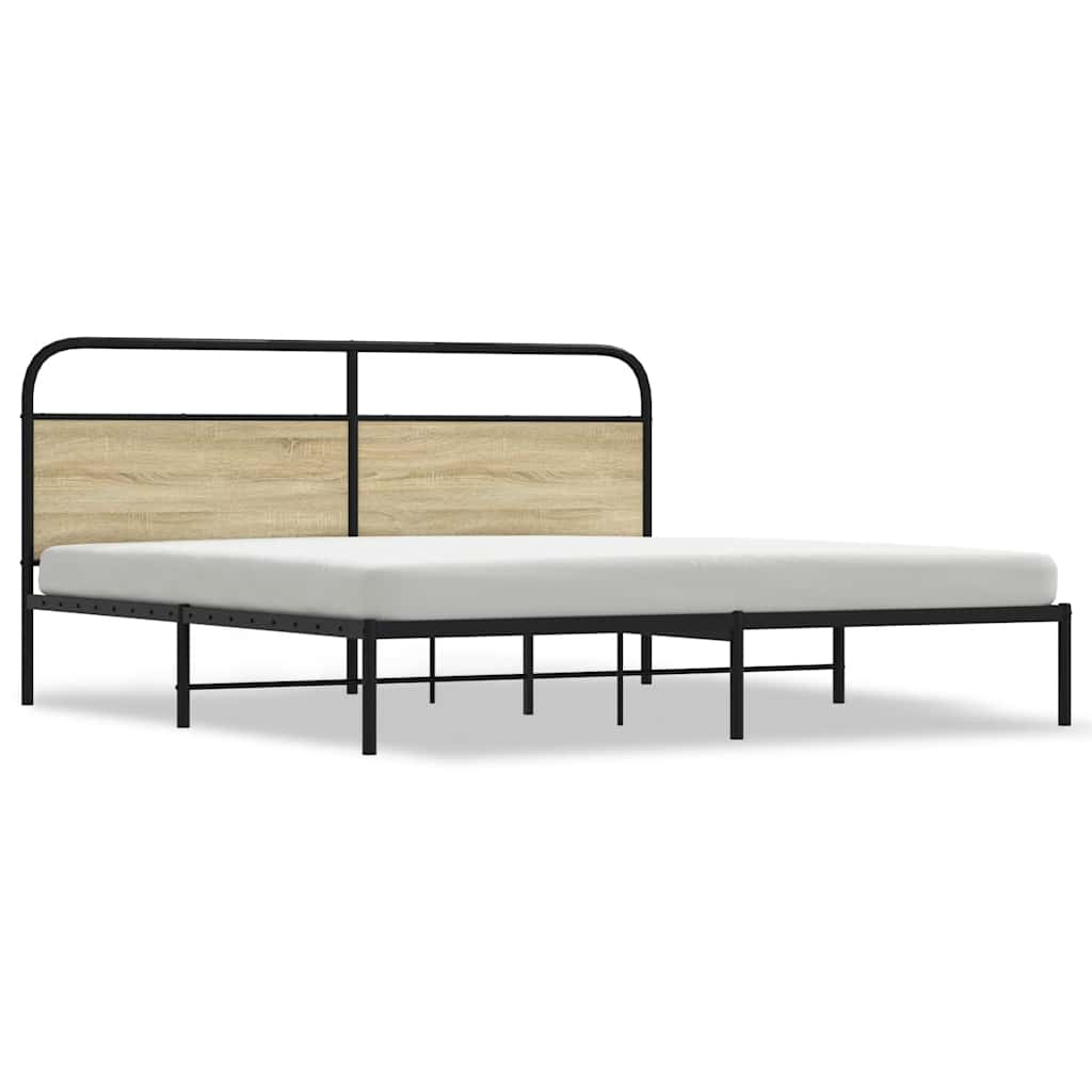 Metalni okvir kreveta bez madraca boja hrasta sonome 200x200 cm