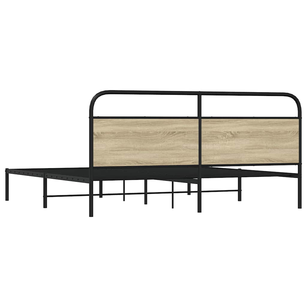 Metalni okvir kreveta bez madraca boja hrasta sonome 200x200 cm