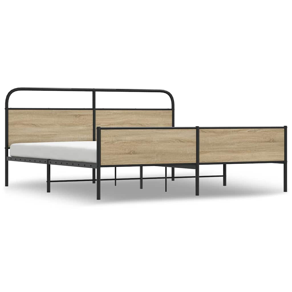 Metalni okvir kreveta bez madraca boja hrasta 150 x 200 cm