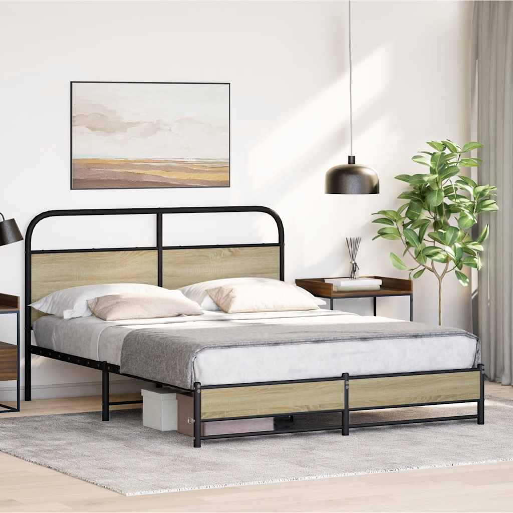Metalni okvir kreveta bez madraca boja hrasta sonome 160x200 cm