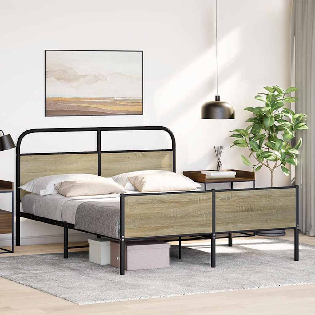 Metalni okvir kreveta bez madraca boja hrasta sonome 160x200 cm