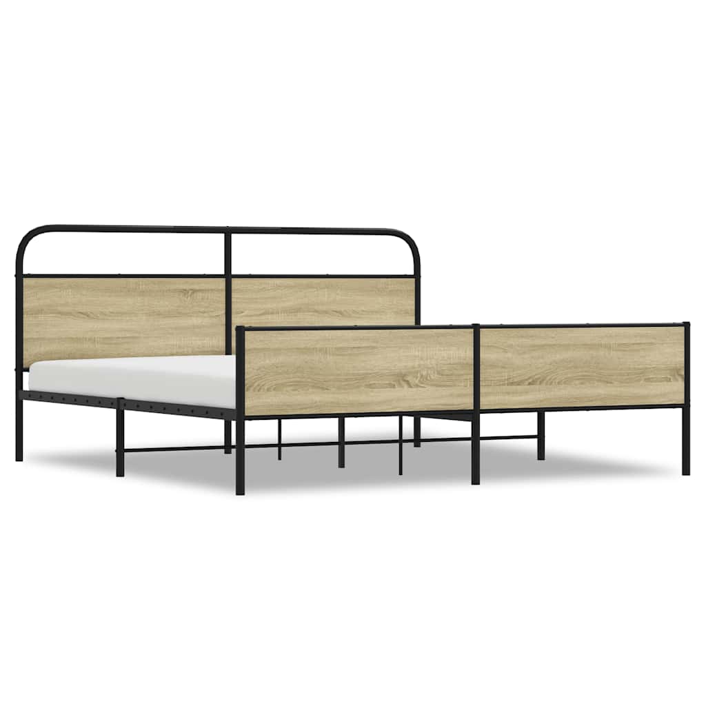 Metalni okvir kreveta bez madraca boja hrasta sonome 180x200 cm