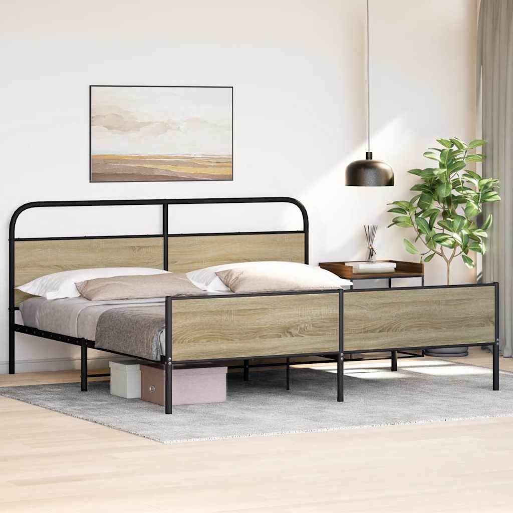 Metalni okvir kreveta bez madraca boja hrasta sonome 180x200 cm