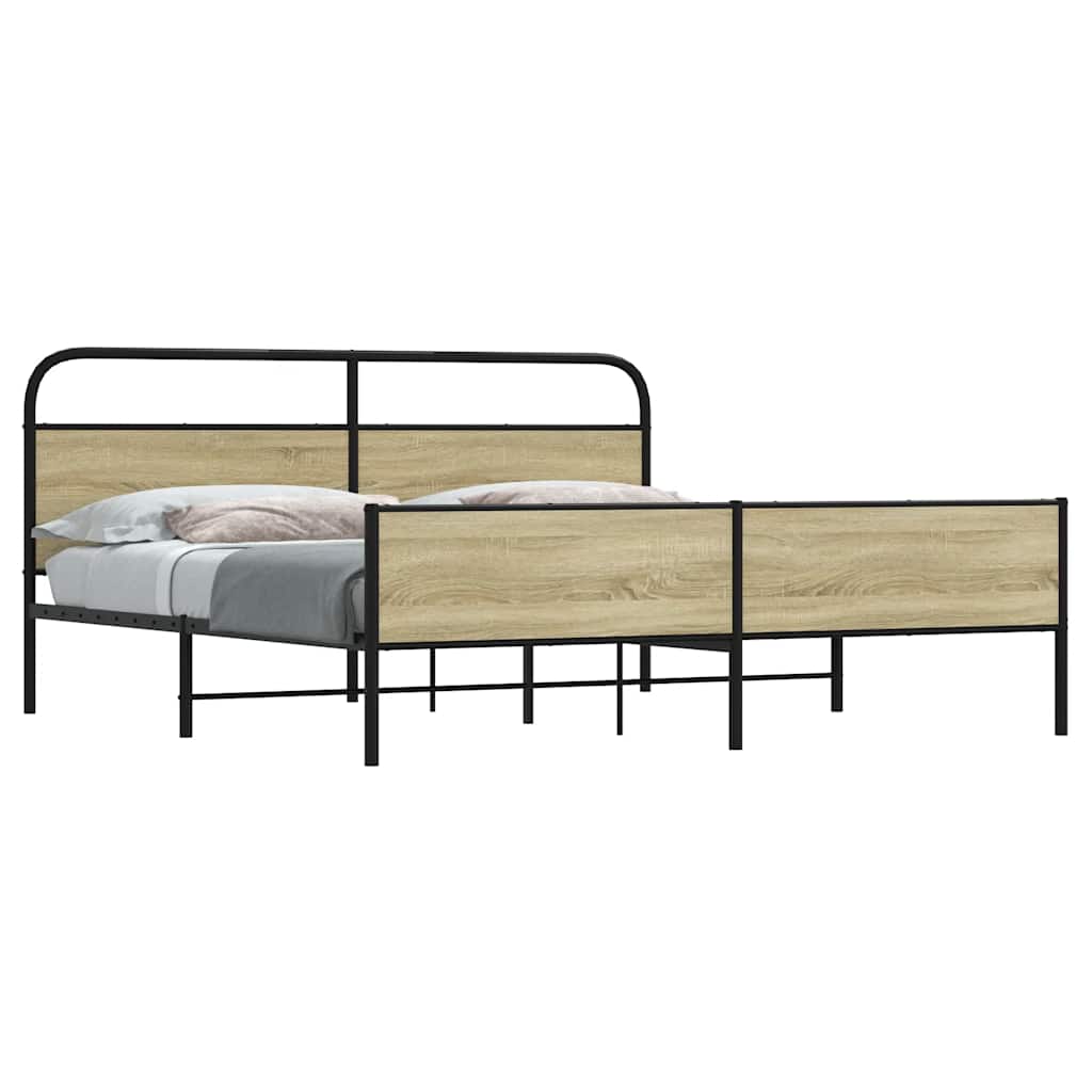 Metalni okvir kreveta bez madraca boja hrasta sonome 180x200 cm