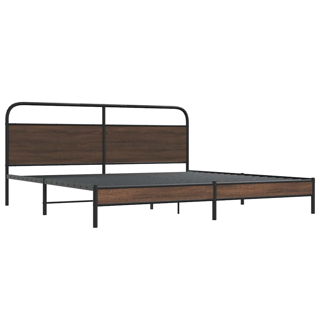 Metalni okvir kreveta bez madraca smeđa boja hrasta 200x200 cm