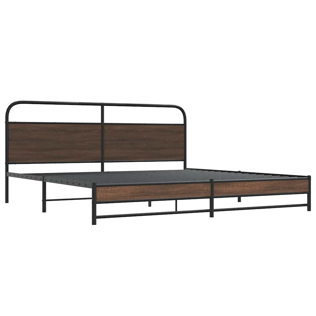 Metalni okvir kreveta bez madraca smeđa boja hrasta 180x200 cm