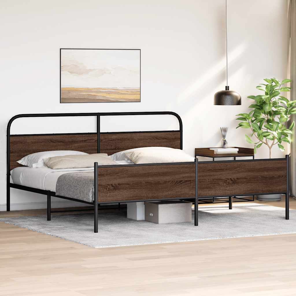 Metalni okvir kreveta bez madraca smeđa boja hrasta 200x200 cm