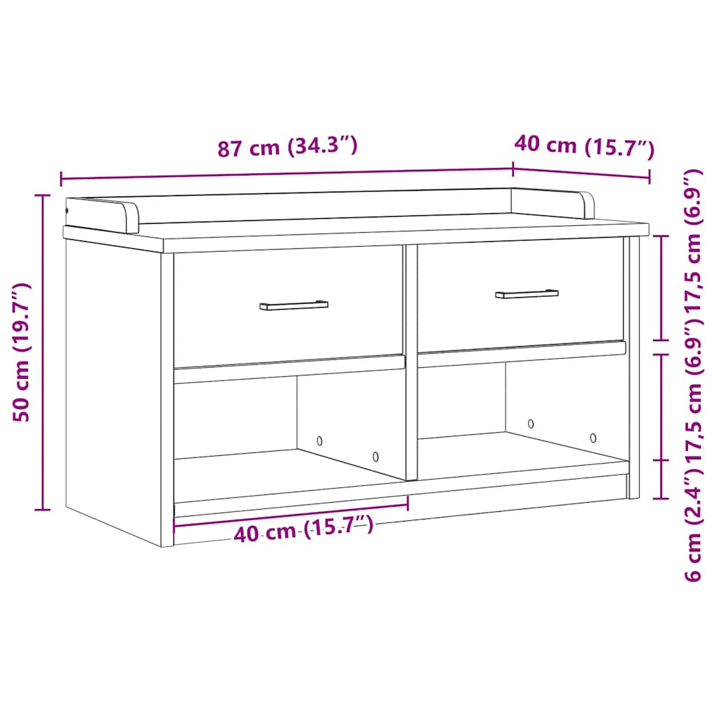 Klupa za predsoblje SANDNES 87x40x50 cm od masivne borovine