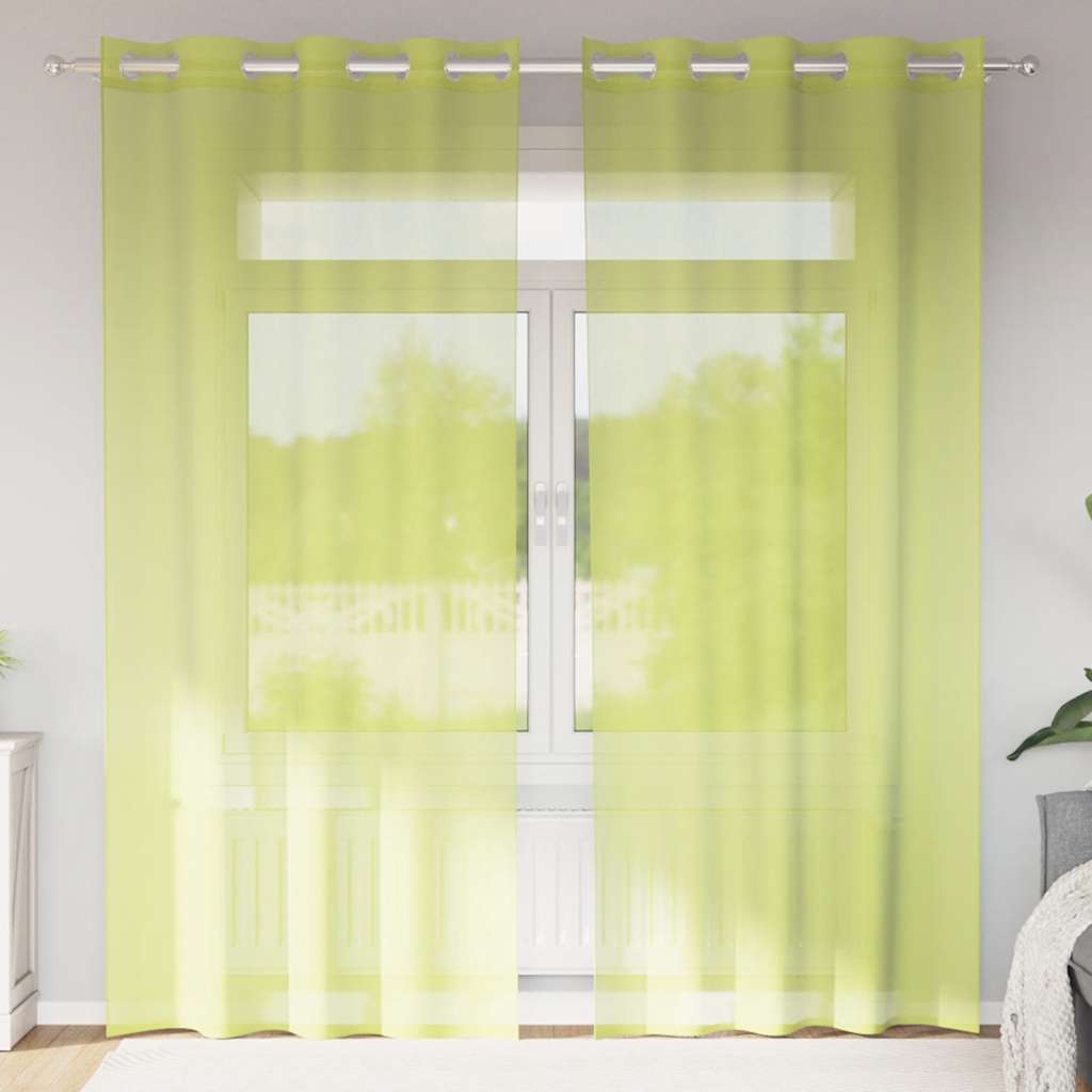 Voile zavjese s ušicama 2 kom. jabukasto zelene 140x245 cm