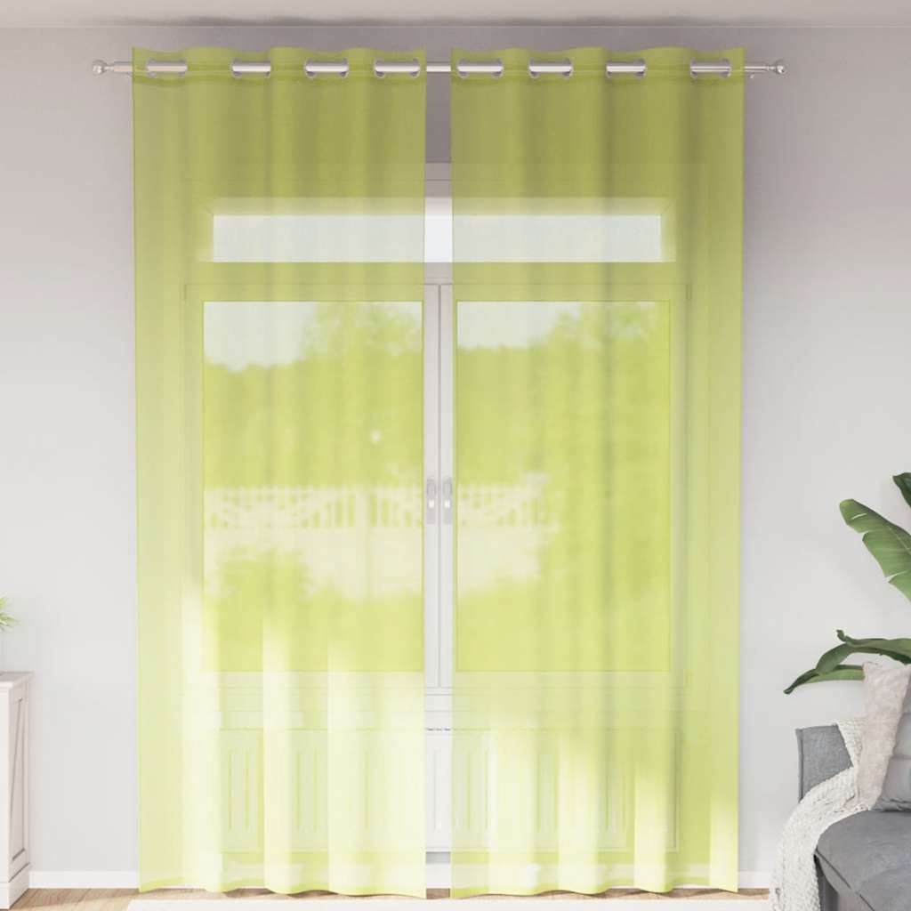 Voile zavjese s ušicama 2 kom zelene boje jabuke 140x260 cm