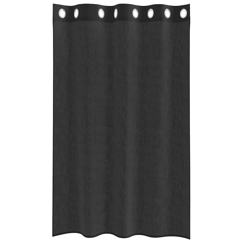 Voile zavjese s ušicama 2 kom crne 140x175 cm