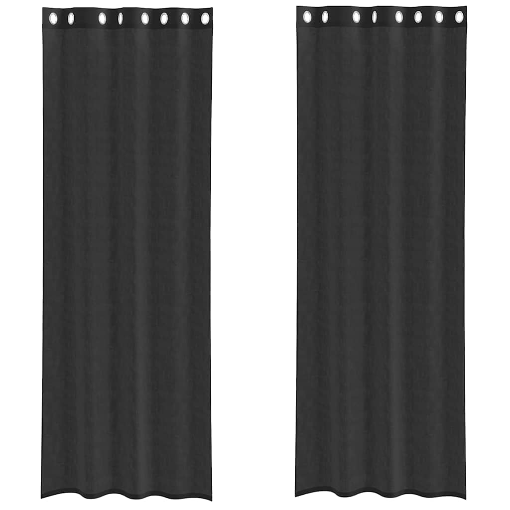 Voile zavjese s ušicama 2 kom crne 140x300 cm